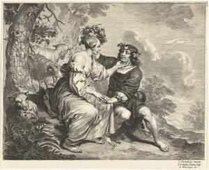 Herde och herdinna i landskapet av Cornelis van Dalen (II)