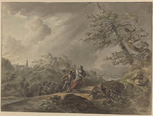 Resenärer i bakhåll av en storm på Doorwerth Castle