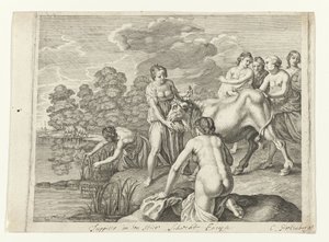 Jupiter spelar schack i Europa Metamorphoses of Ovid (serietitel) av Cornelis van Poelenburch (possibly)