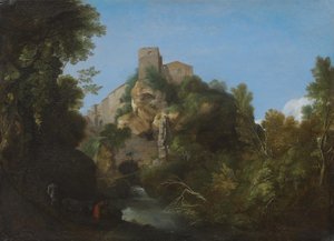 Italienskt landskap av Cornelis van Poelenburch