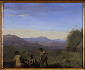 Arkadiskt landskap (olja på koppar) av Cornelis van Poelenburgh or Poelenburch