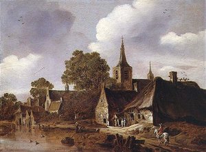 En by vid en flod av Cornelis van Zwieten