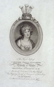 Hennes kungliga höghet, Caroline Amelia Elizabeth, prinsessa av Wales (1768-1821), graverad av P. Sintzenich av Cornelius (after) Hoyer