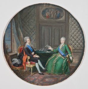 Kung Gustav III och Katarina II av Ryssland i Fredrikshamn 1783 (akvarell på pergament) av Cornelius Hoyer