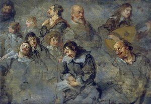 Studier av manliga huvuden av Schut, Cornelis (1597-1655)