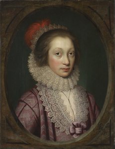 Porträtt av en kvinna, möjligen Elizabeth Boothby, 1619 av Cornelius Janssen van Ceulen
