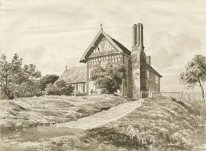 Betley - Farmhouse: penn- och sepiateckning, oktober 1820 (ritning) av Cornelius Varley