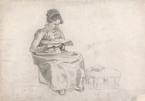 Flicka som läser en bok av Cornelius Varley