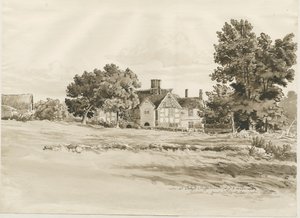 Oaken - Farm House: sepiatvättteckning, 5 augusti 1820