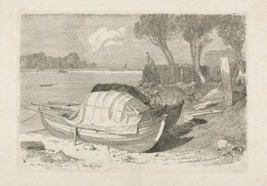 Två strandade fiskebåtar, 1809. av Cornelius Varley
