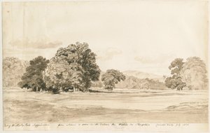 Wrottesley Park: sepiateckning, juli 1820 av Cornelius Varley
