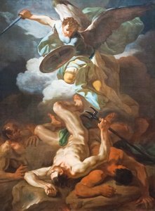 Ärkeängeln Mikael besegrar Satan (olja på duk)