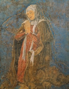Dekanus, detalj Virgin of Sign, scen från augusti månad, tillskriven Cosimo Tura (cirka 1430-1495) och Master of Ercole, fresk, norra väggen, Hall of Months, Palazzo Schifanoia (Glädens palats), Ferrara, Italien, ca. 1470
