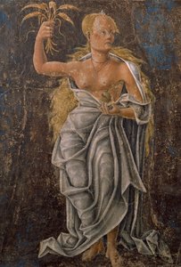 Dean, detalj Virgin of the Sign, scen från augusti månad, tillskriven Cosimo Tura