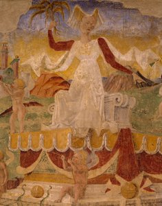 Triumf av Ceres, scen från augusti månad, tillskriven Cosimo Tura (cirka 1430-1495) och Master of Ercole, fresk, norra väggen, Hall of Months, Palazzo Schifanoia (Palace of Joy), Ferrara, Detail, Italien, cirka 1470 av Cosimo (attr. to) Tura
