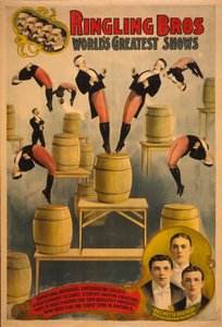Ringling Bros, världens största shower Raschetta-bröder, fantastiska volterhoppare, ca. 1900 av Courier Company Lith.