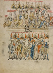 Familj till Berthold IV av Merania. Hedwigs och Heinrichs äktenskap, 1353 av Court workshop of Duke Ludwig I