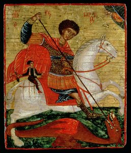 Ikon av St. George och draken (bladguld och tempera på panelen)