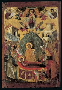 The Dormition of the Virgin (äggtempera på trä med koppar)