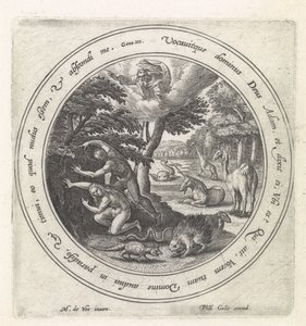 Adam och Eva gömmer sig för Gud Historien om Adam och Eva (serietitel)