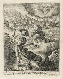 Fisken spottade Jona ute på landet History of Jonah (serietitel) av Crispijn van de Passe (I)