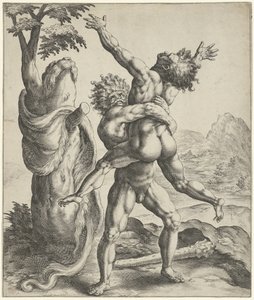Hercules brottas med Antaeus av Crispijn van de Passe (I)