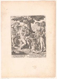 Man in gezelschap van Venus, Ceres och Bacchus Venus är kall utan Ceres och Bacchus av Crispijn van de Passe (I)