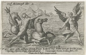 Neptunus sträcker sig efter Coronis Ovidius metamorfoser (serietitel) av Crispijn van de Passe (I)