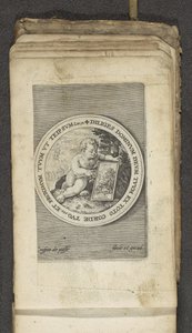 Putto med tablett Putti föreställer Guds ord (serietitel) Verbum Dei (serietitel) av Crispijn van de Passe (I)