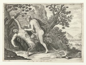 Apollo vissnar Marsyas av Crispijn van de Passe (II) (attributed to)