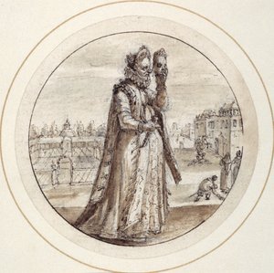 Helena med mask, tidigt 1600-tal (penna & brunt bläck med brun tvätt)