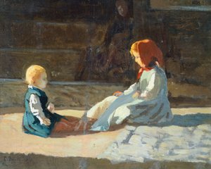 Barn i solen, cirka 1860, av Cristiano Banti (1824-1904)