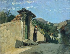 Studie av landskap, ca 1860, av Cristiano Banti (1824-1904), olja på duk ombord av Cristiano Banti