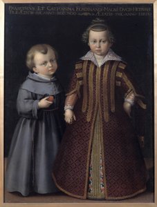 Porträtt av Francis och Catherine de Medicis (Francesco et Caterina de Medici), Ferdinands barn (olja på duk)