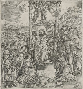 Adoration of the Magi (gravyr på papper)