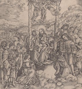 Tillbedjan av Magi, 1500-10. av Cristofano di Michele Martini