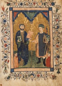 Sankt Markus evangelisten och Sankt Sinibaldus vördade av medlemmar av en lekmanna..., ca. 1425-34.