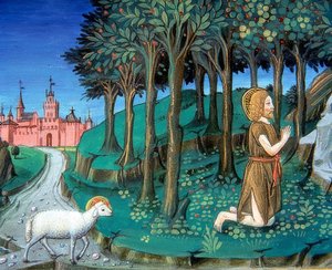 Johannes döparen ber vid stadens portar (c.143v). 1476 av Cristoforo De Predis