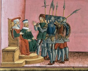 Prästerna påminner Pontius Pilatus om att Jesus hade förutspått sin uppståndelse av Cristoforo De Predis