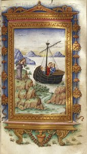 Oenone sörjer vid åsynen av Paris med Helen Illustration för The Heroides av Ovid, 1485-1499