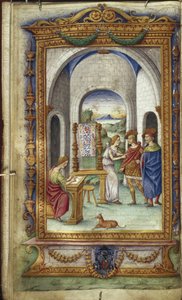 Penelope skriver, Telemachus och Laertes Illustration för Heroides av Ovid, 1485-1499