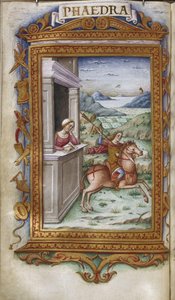 Phaedra stirrar på Hippolytus Illustration för The Heroides av Ovid, 1485-1499