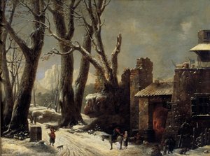 En första snö i Piemont-målningen av Cesar Van Loo (1743-1821) av César van Loo