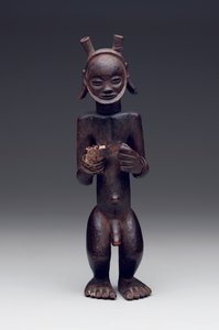 Rituell behållare i form av en stående mansfigur av Culture Chokwe