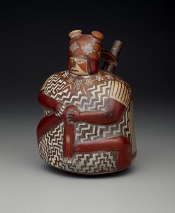 Fartyg som föreställer en sårad krigare, tidig mellanperiod, Nazca fas 7, c.500-600 (keramik)