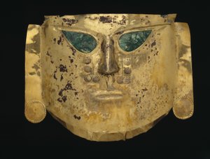 Ceremoniell mask, A.D. 900-1100 (guld, koppar och färg)