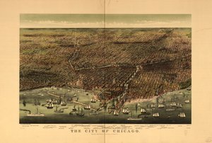 Staden Chicago. av Currier and Ives