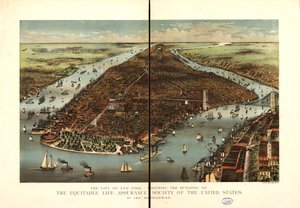 Staden New York. av Currier and Ives Equitable Life Assurance Society Of The United States