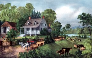 American Homestead på sommaren 1868 av Currier and Ives