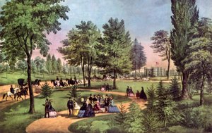 The Drive, Central Park, 1862. av Currier and Ives